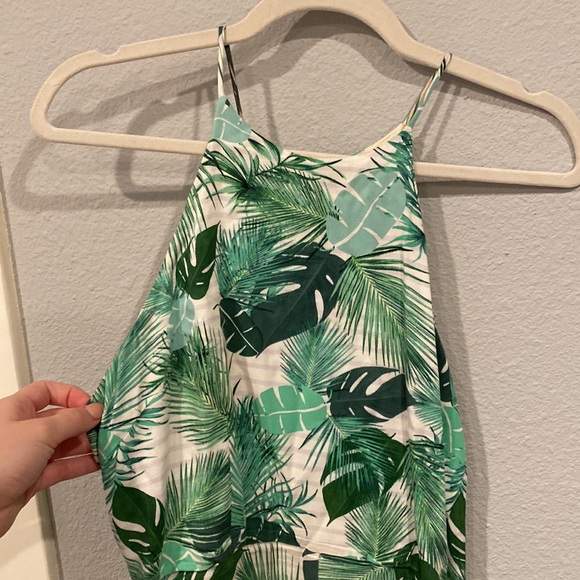 DO+BE tropical green and white striped high neck romper resort wear - Picture 2 of 6